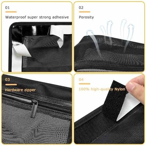 2PC Self-Adhesive Boat Organizer Mesh Bag (10″x7″) – Dry Mount Pouch with Wat…