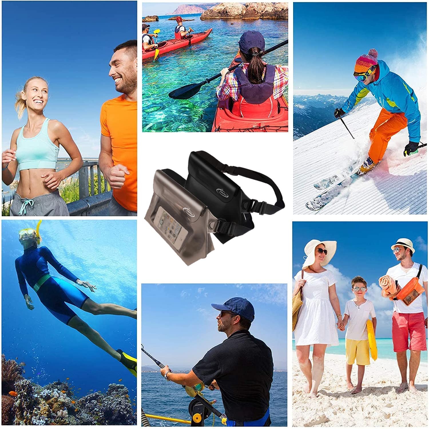 Waterproof Pouch With Waist Strap 2 Pack | Adjustable Waterproof Dry Fanny Bag