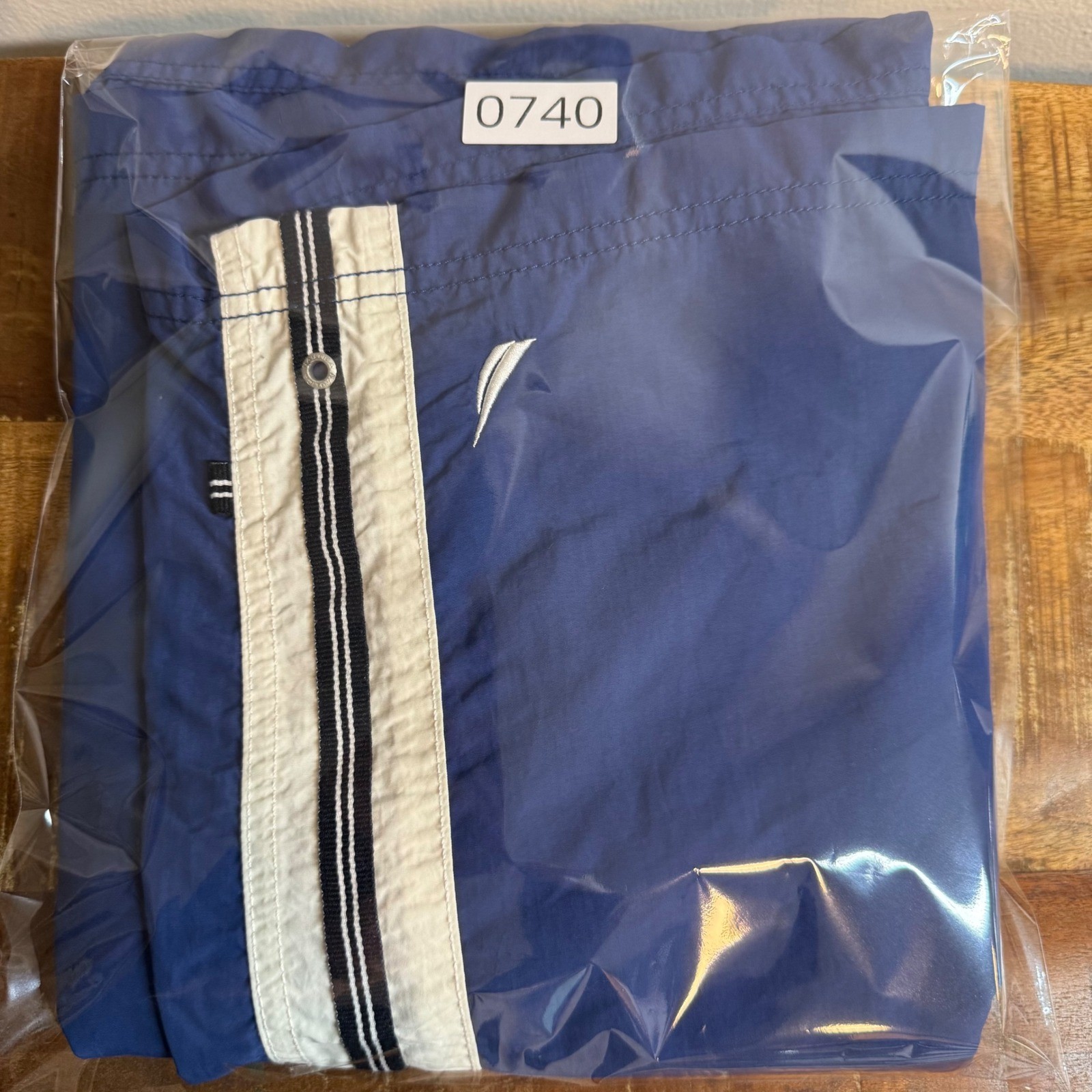 Nautica Mens Blue Swim Trunks XXL White Stripe Drawstring Quick Dry Board Shorts