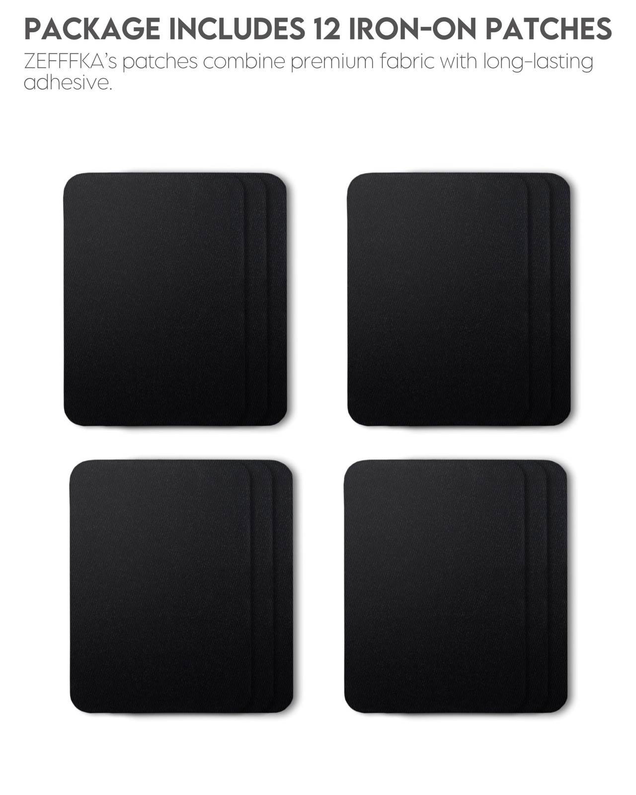 ZEFFFKA Premium Quality Fabric Iron-on Patches Inside & Outside 1-Pack, Black