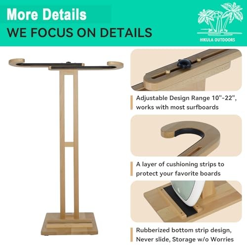 Floor Standing Surfboard Storage Rack Polished Wooden
