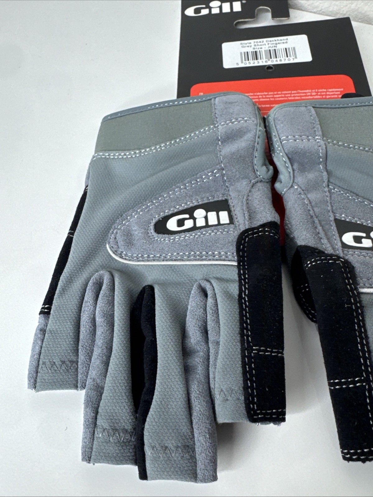 New Gill Junior Deckhand Sailing Gloves Short Finger Black Gray #7042J Childrens
