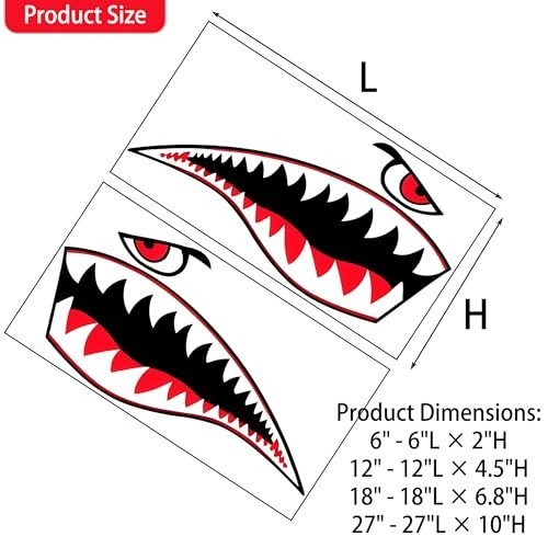 Waterproof Shark Teeth Decals for Kayaks & Boats – PVC Fishing Stickers, 18