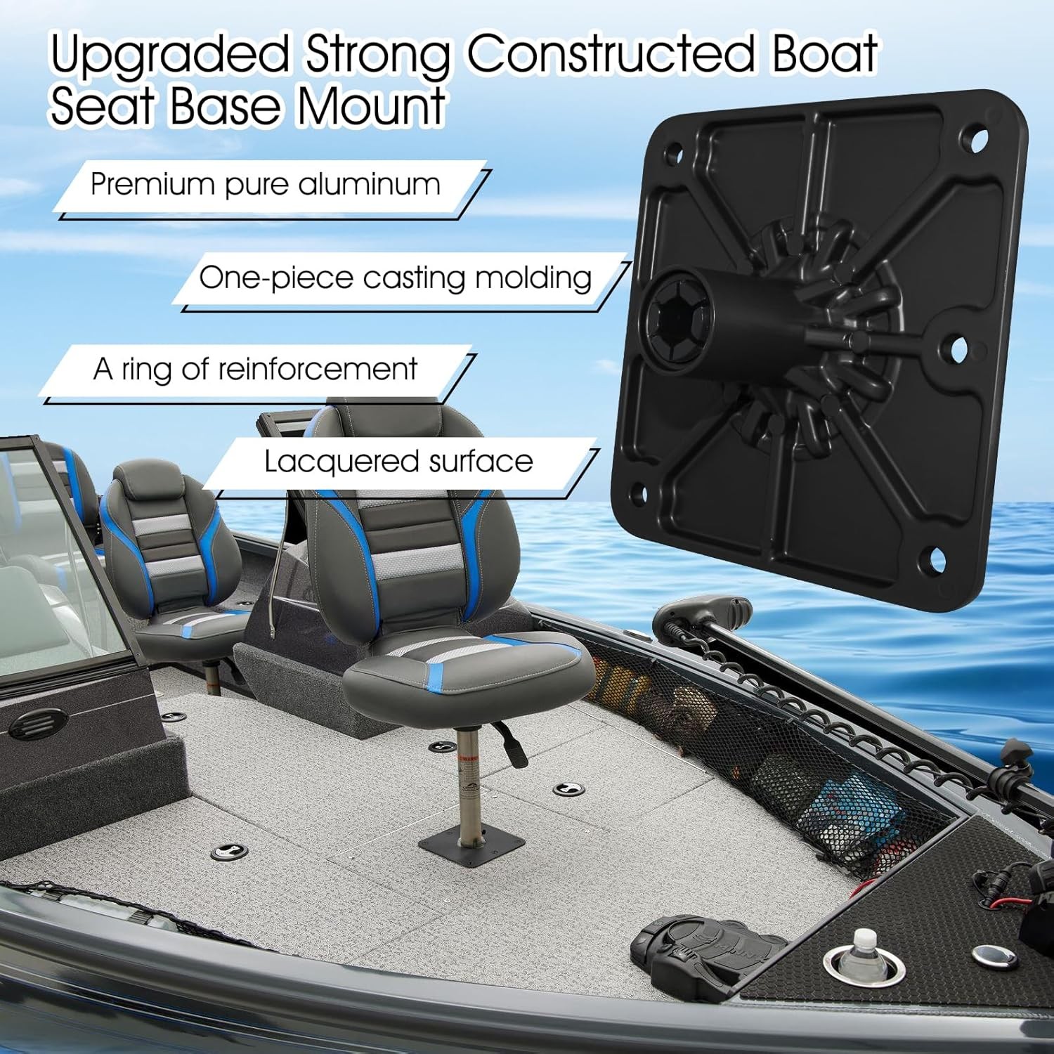 CLLOMAGY Boat Seat Base Mount Pedestal 2pack 7×7 Aluminum, Black
