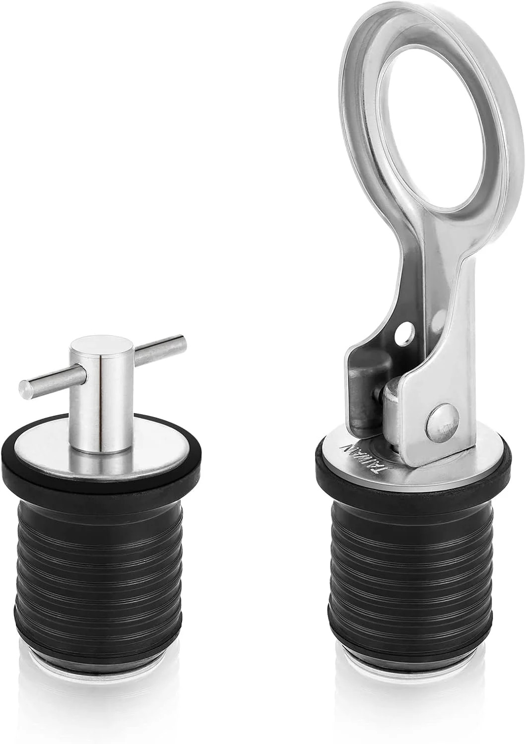 2 Pack Boat Drain Plugs with T Handle and O Handle Snap Rubber Jon Boat Plug for