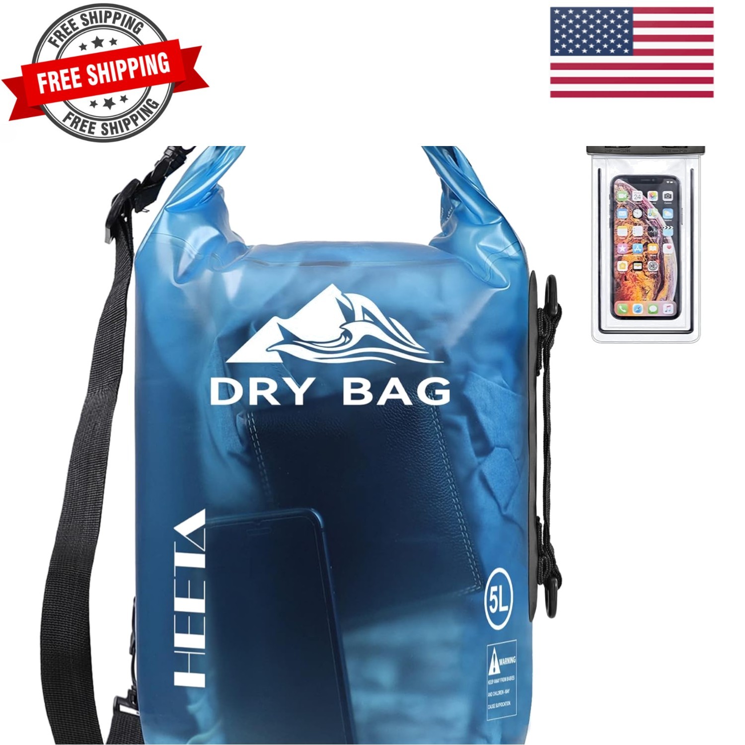 Dry Bag Waterproof for Women Men, 5L/10L/20L/30L/40L Roll Top Lightweight Dry…