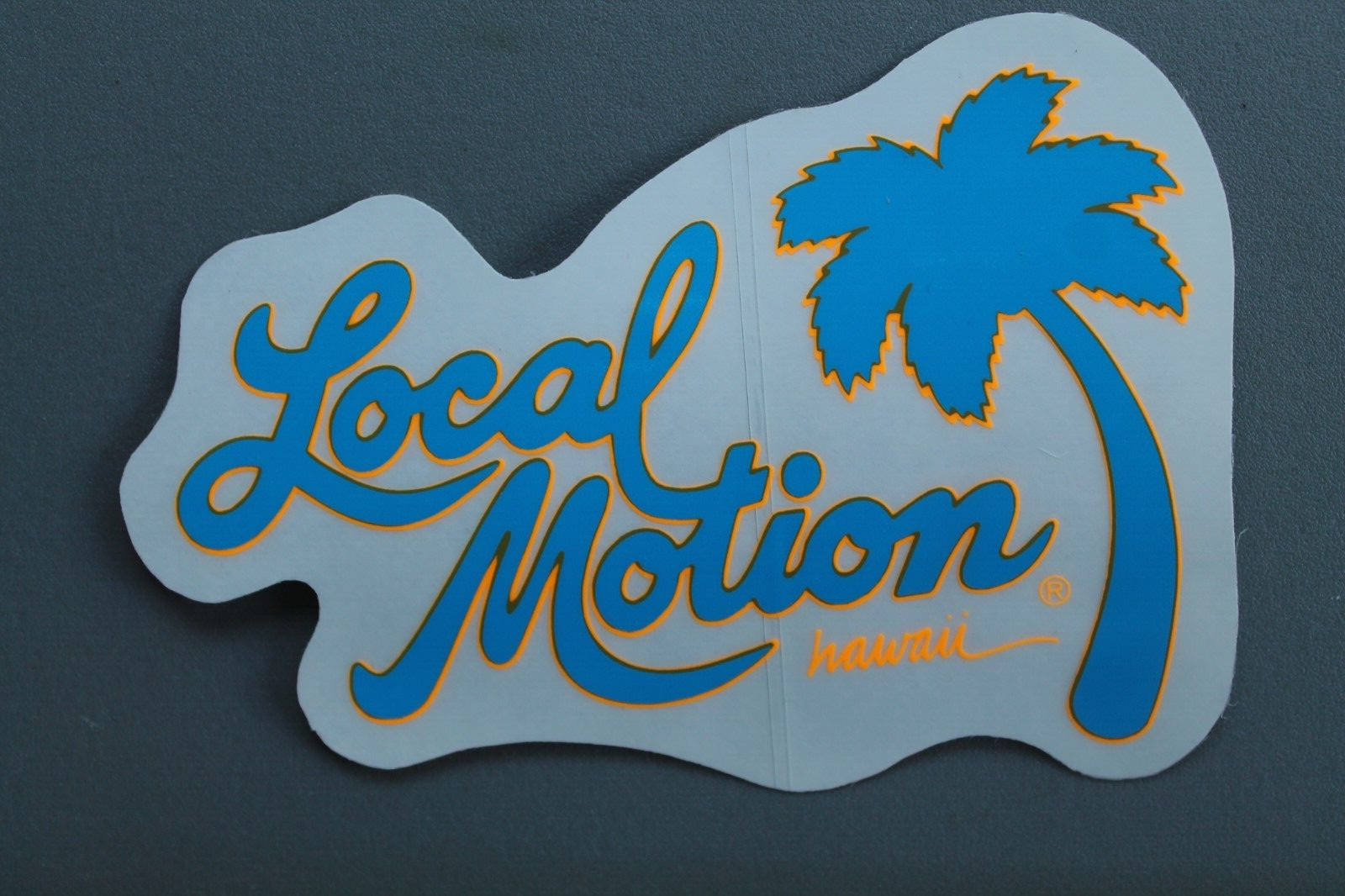 LOCAL MOTION Hawaii Clear Neon Blue Orange OG 80’s LM2 Vintage Surfing STICKER