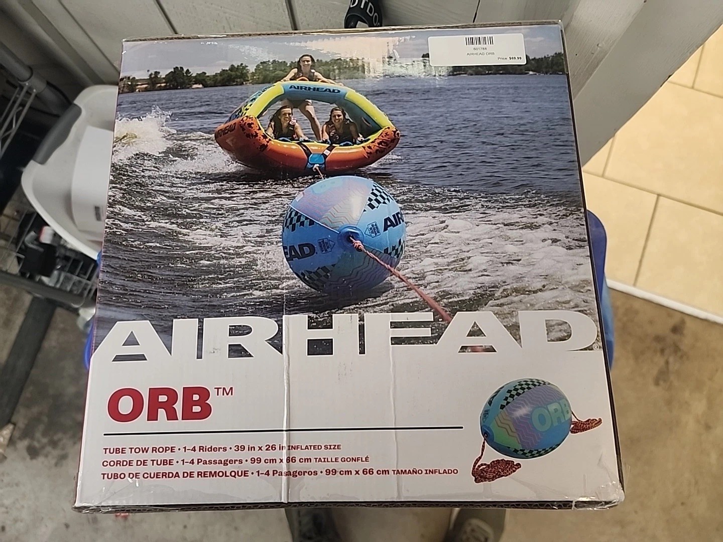Airhead Orb Booster Ball | Towable Tube Rope for Boating – 60 ft.