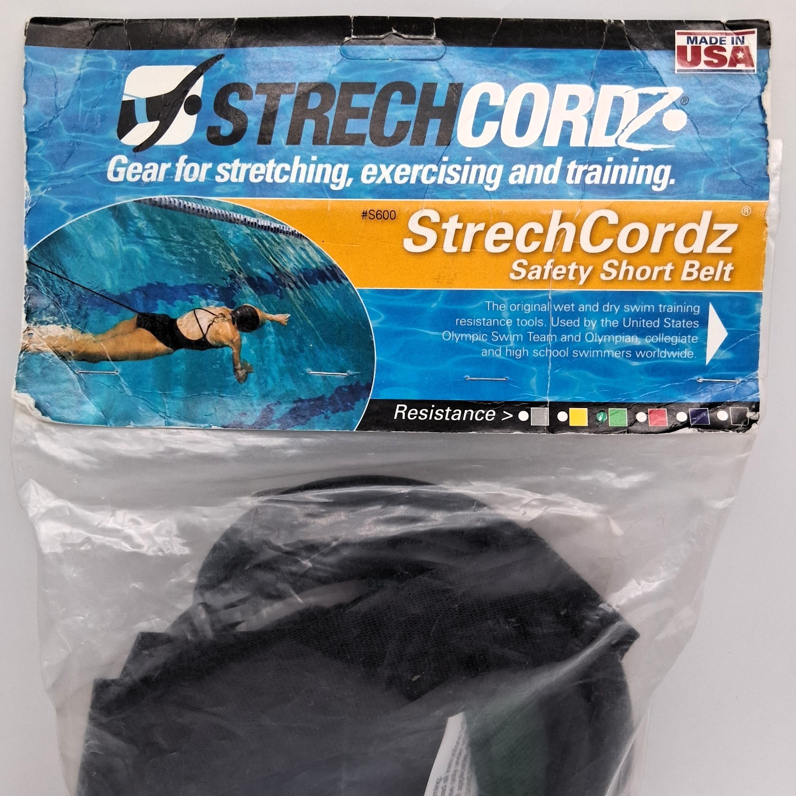 StrechCordz Long Belt Slider Pool Swim Training Belt 20 Foot Green 8-24 Lbs NEW