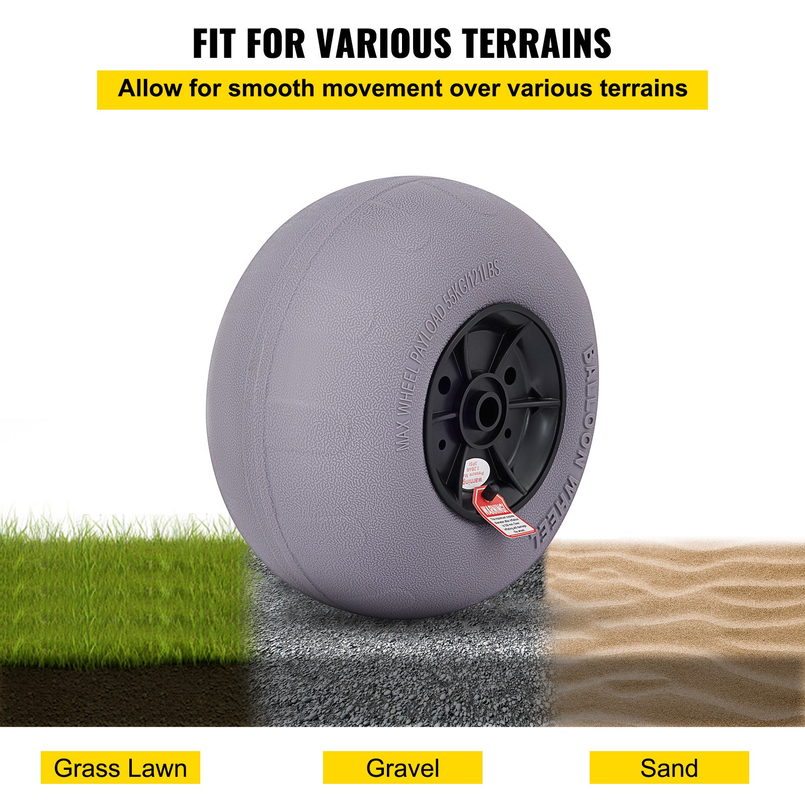 Uimoso Balloon Beach Wheels Replacement Tires 13″ TPU 121 LBS Load Capacity