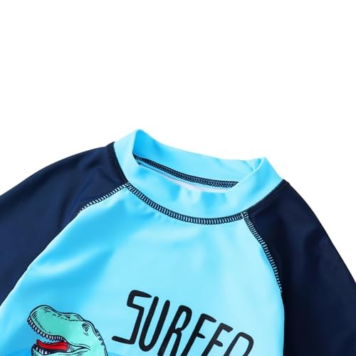 Toddler Swimsuit Boy 3 Piece Boys Swim Set Short Sleeve Boys Swim 3-4T Dinosaur