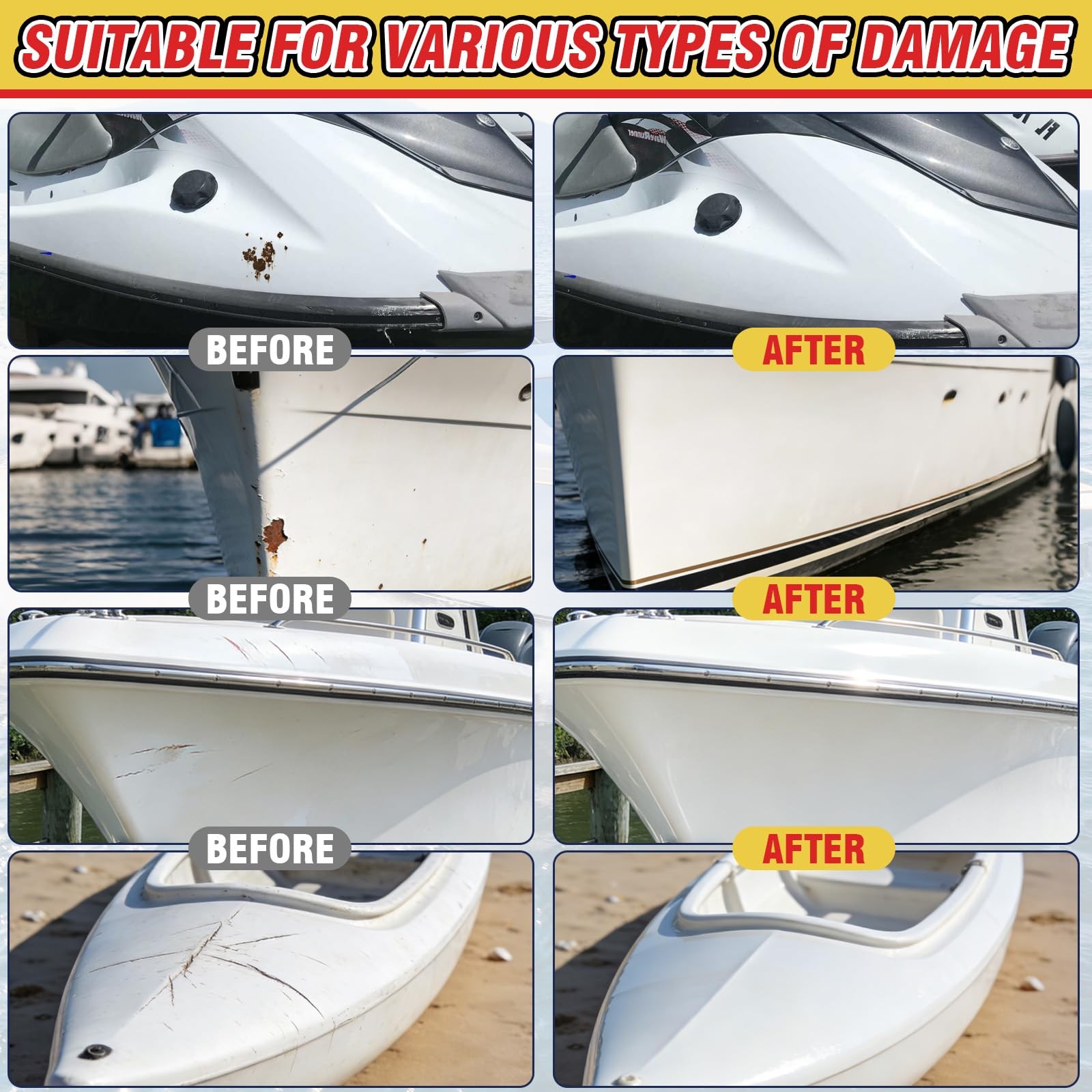 Marine Fiberglass Repair Kit for Boats, Gelcoat Boats White
