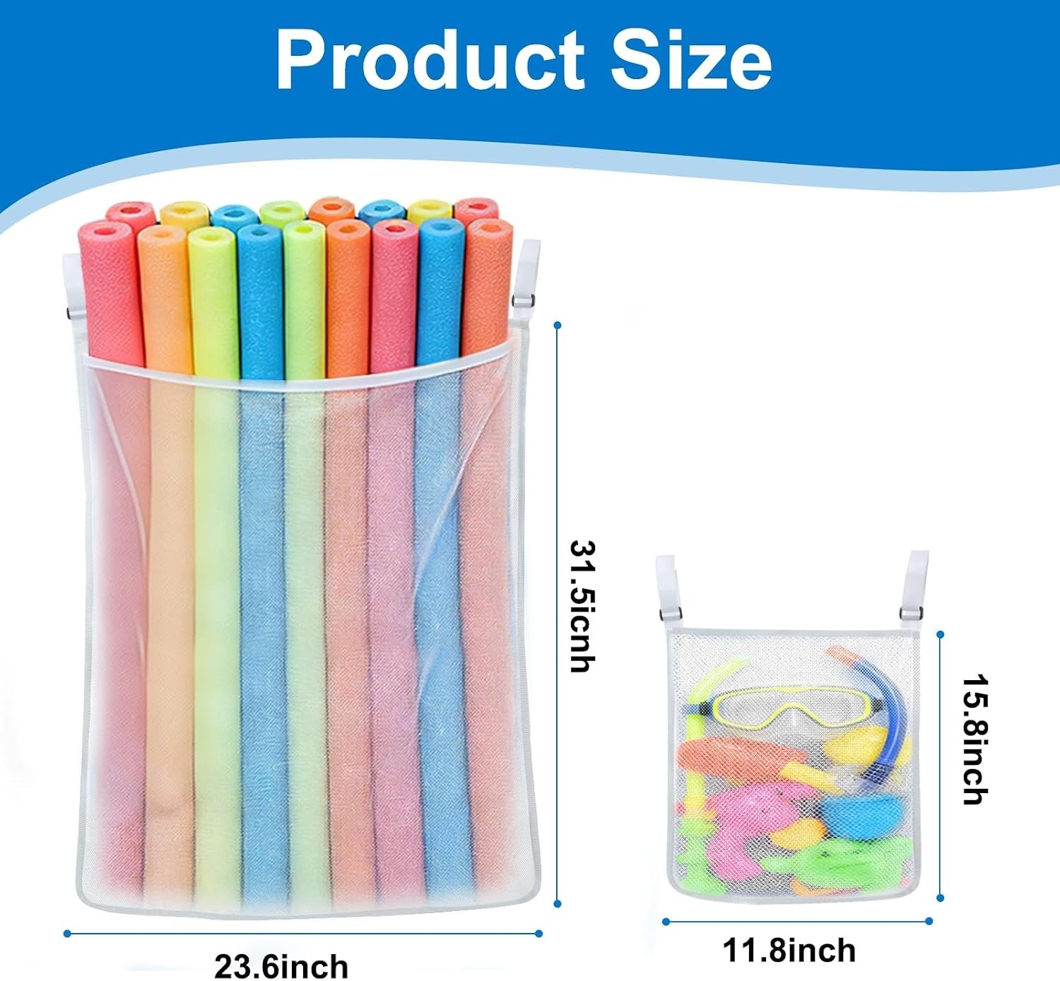 Poolside Perfection! 4-Pack Poolside Mesh Storage Bags with Adjustable Straps…