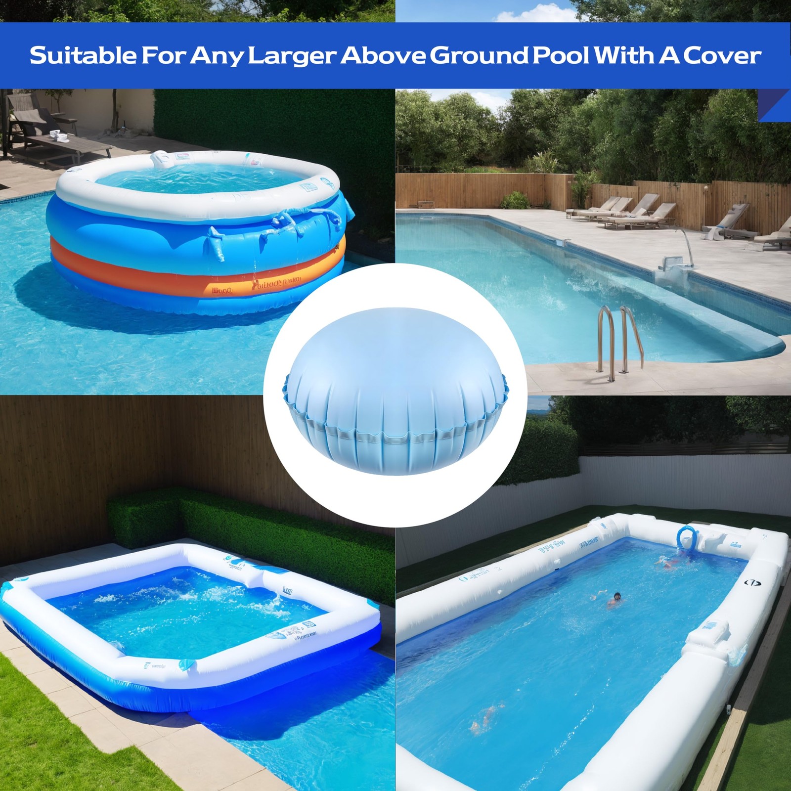 Pool Pillow for Above Ground Pools, 4 x 4 ft Air Pillow Pool Cover Winter Win…