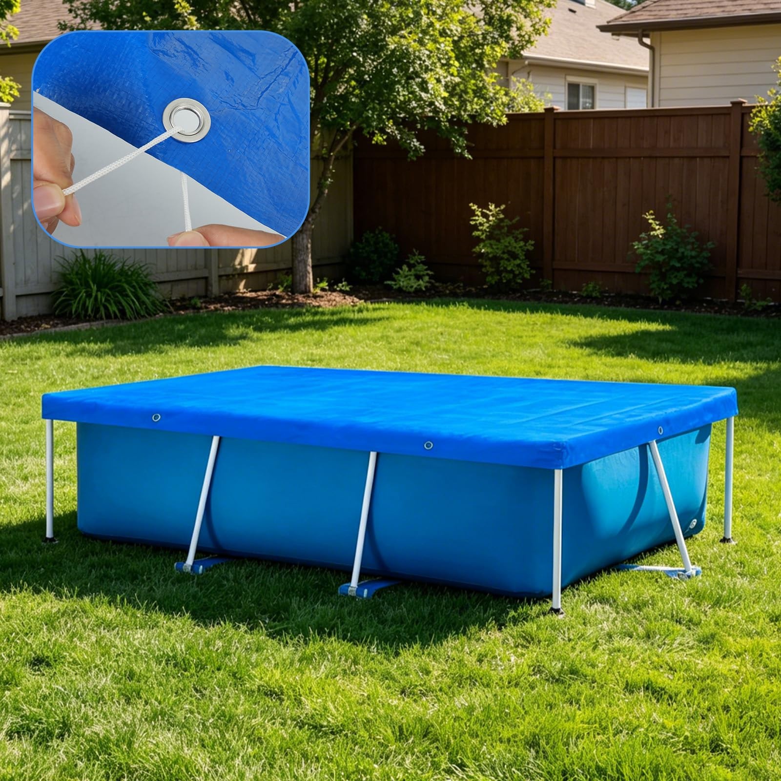 8.5 x 5.5’ Rectangular Pool Cover for Frame Above Ground Pool Cover 102″ X63″…