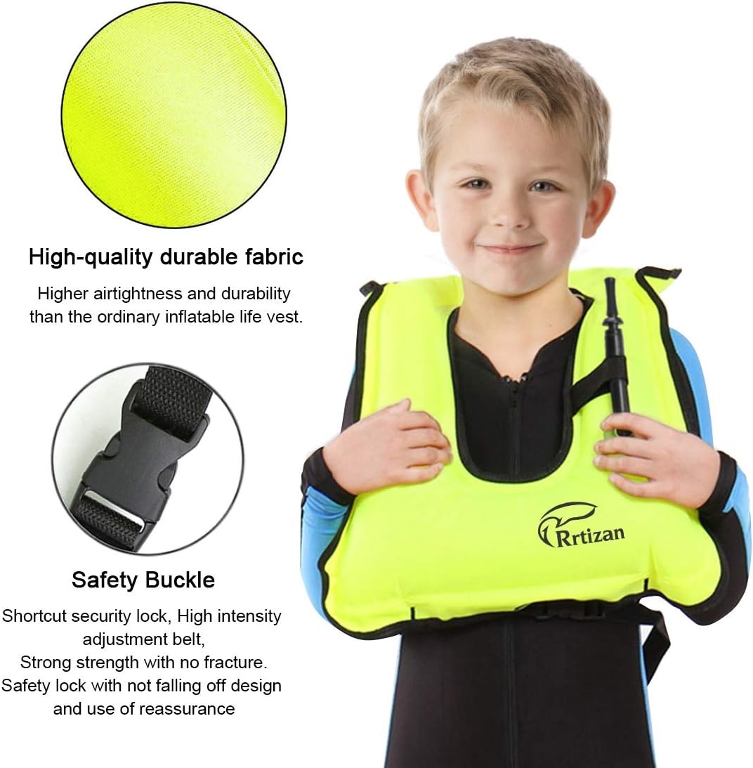 Rrtizan Kids 2 Pack Inflatable Snorkel Vest for Kids Adjustable Straps 110 lbs