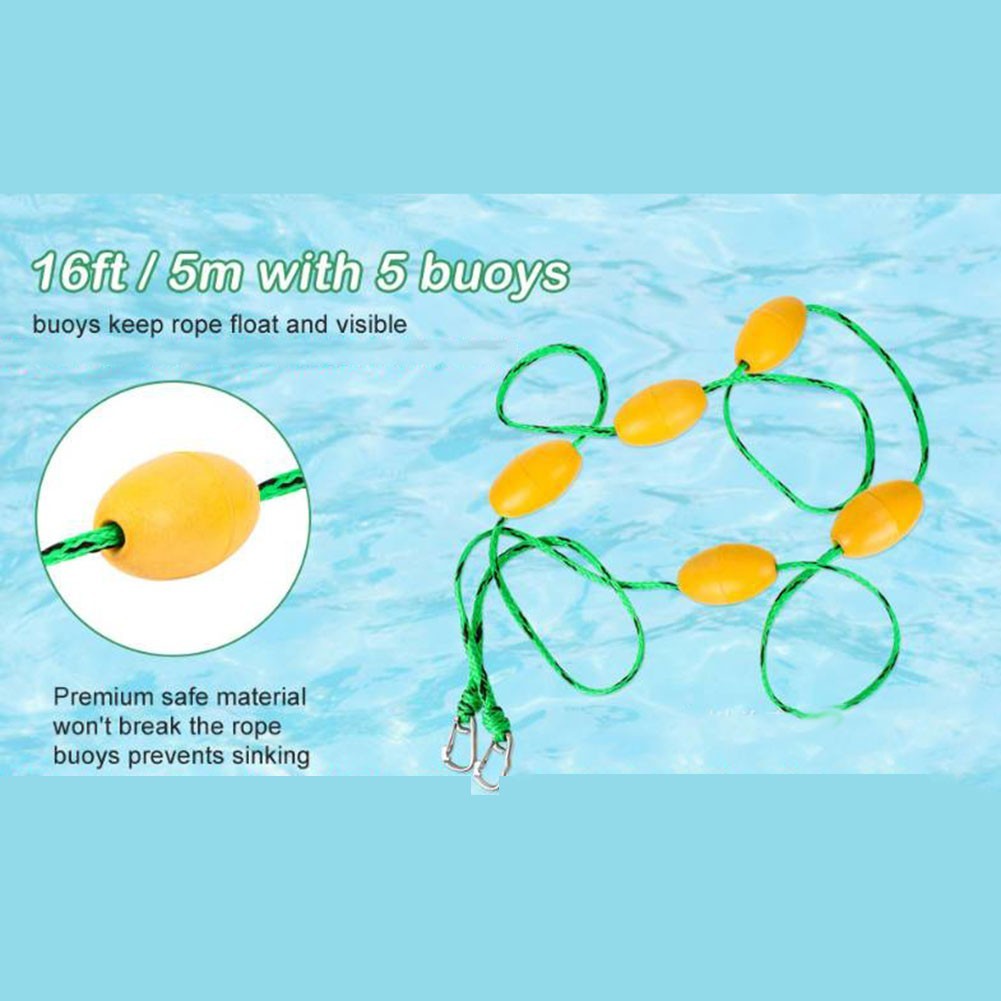 Swimming Pool Lane Line Safety Floating Rope 16ft 5m 20ft 6m with 56 Buoys