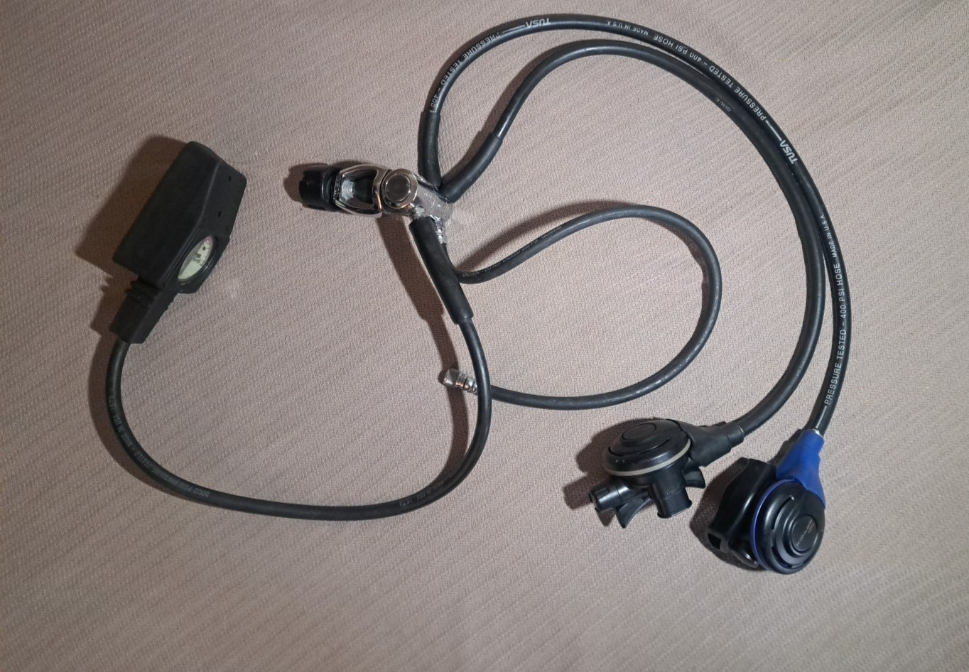 Scuba Diving Hose Setup Tusa tube, Marathon gauge untested *Fast Ship