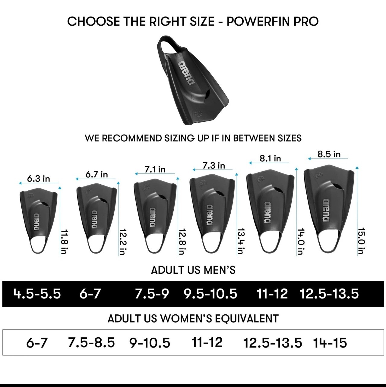 Arena Unisex Adult Powerfin Pro II Swim Training Fins Men and WomenSilicone11-12