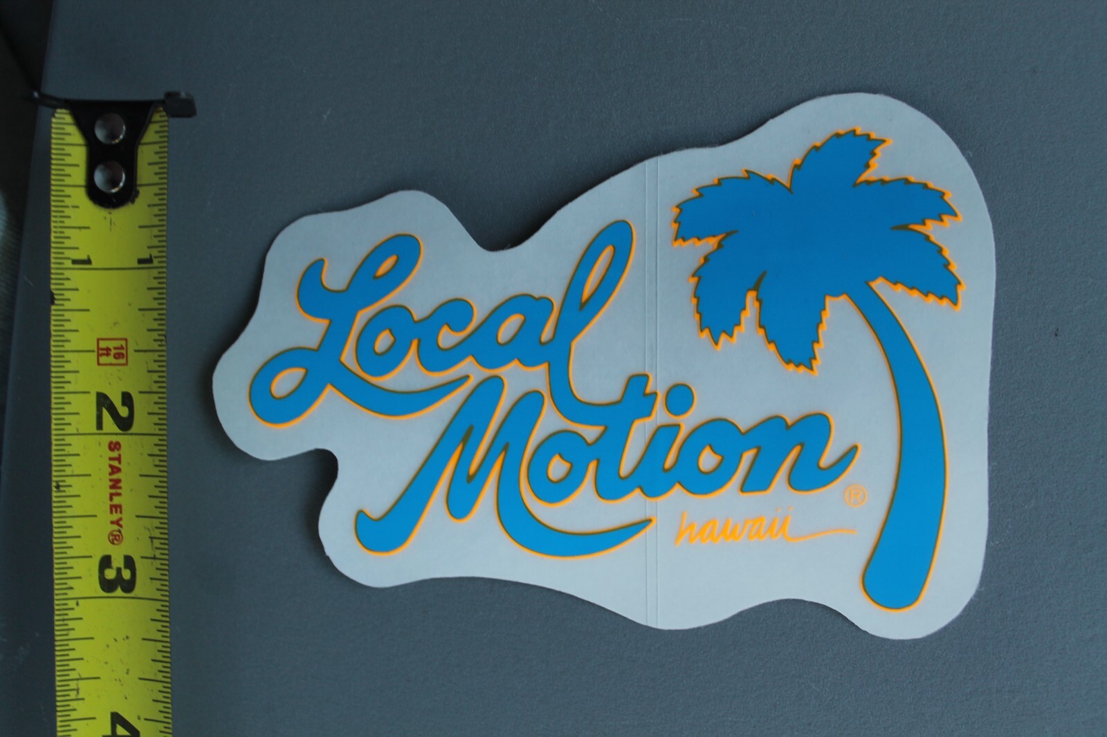 LOCAL MOTION Hawaii Clear Neon Blue Orange OG 80’s LM2 Vintage Surfing STICKER