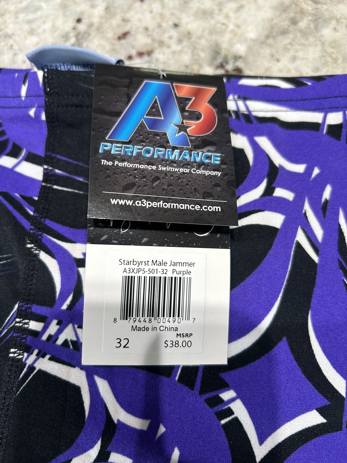 NWT A3 Performance Suit Jammers SIZE 32 Black Purple Starbyrst Male Jammer