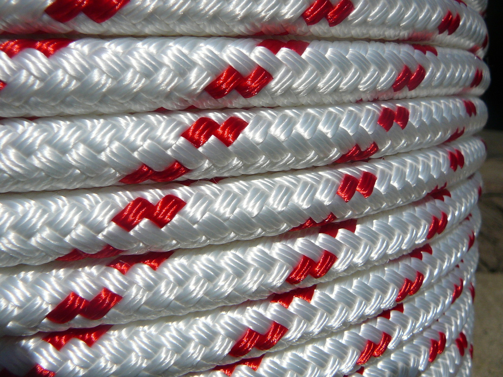 Sailboat Rigging Rope 7/16″ x 50′ White/Red Double Braided Sheet Halyard Line