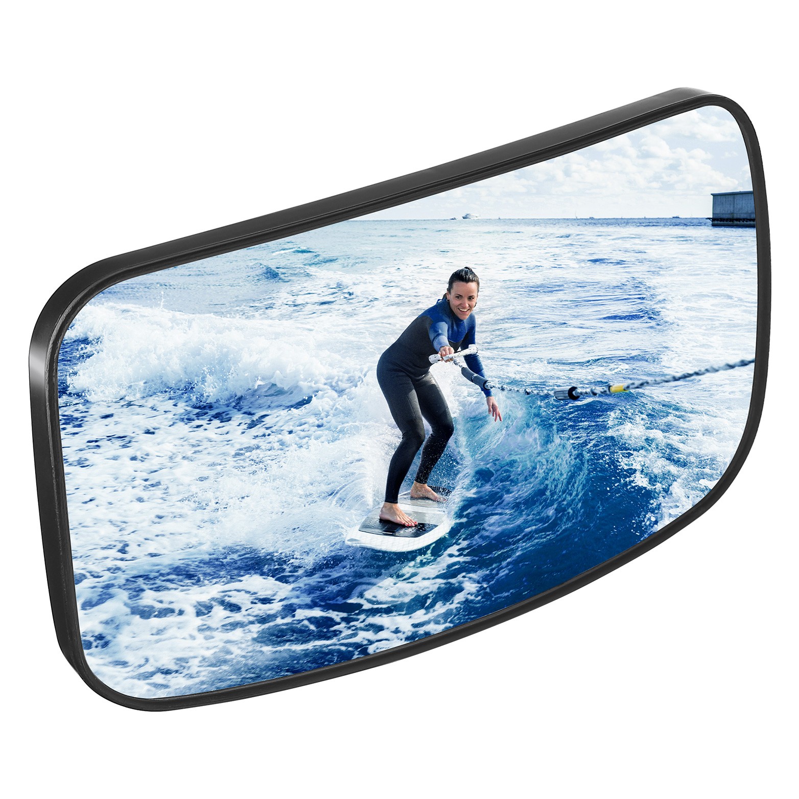 KEMIMOTO Boat Rear View Mirror Ski Marine Pontoon Mirror with 300°Curved Surface