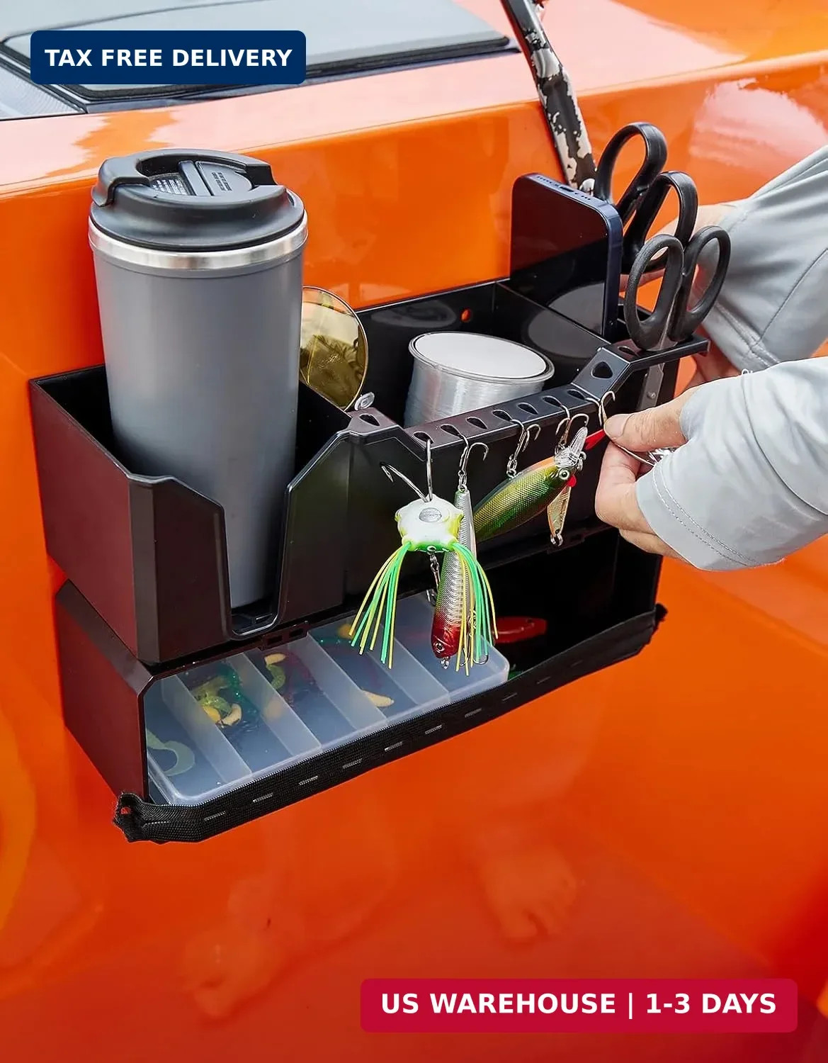 KEMIMOTO Boat Cup Holder, Upgraded Boat Caddy Organizer with Flexible Groove, Ma