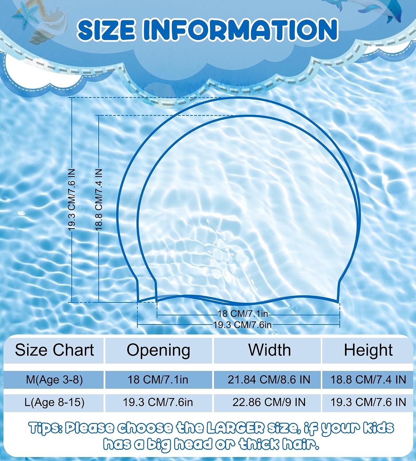 2 Pack Kids Swim Cap – Waterproof Silicone, Comfortable & Stylish for Ages 3-15