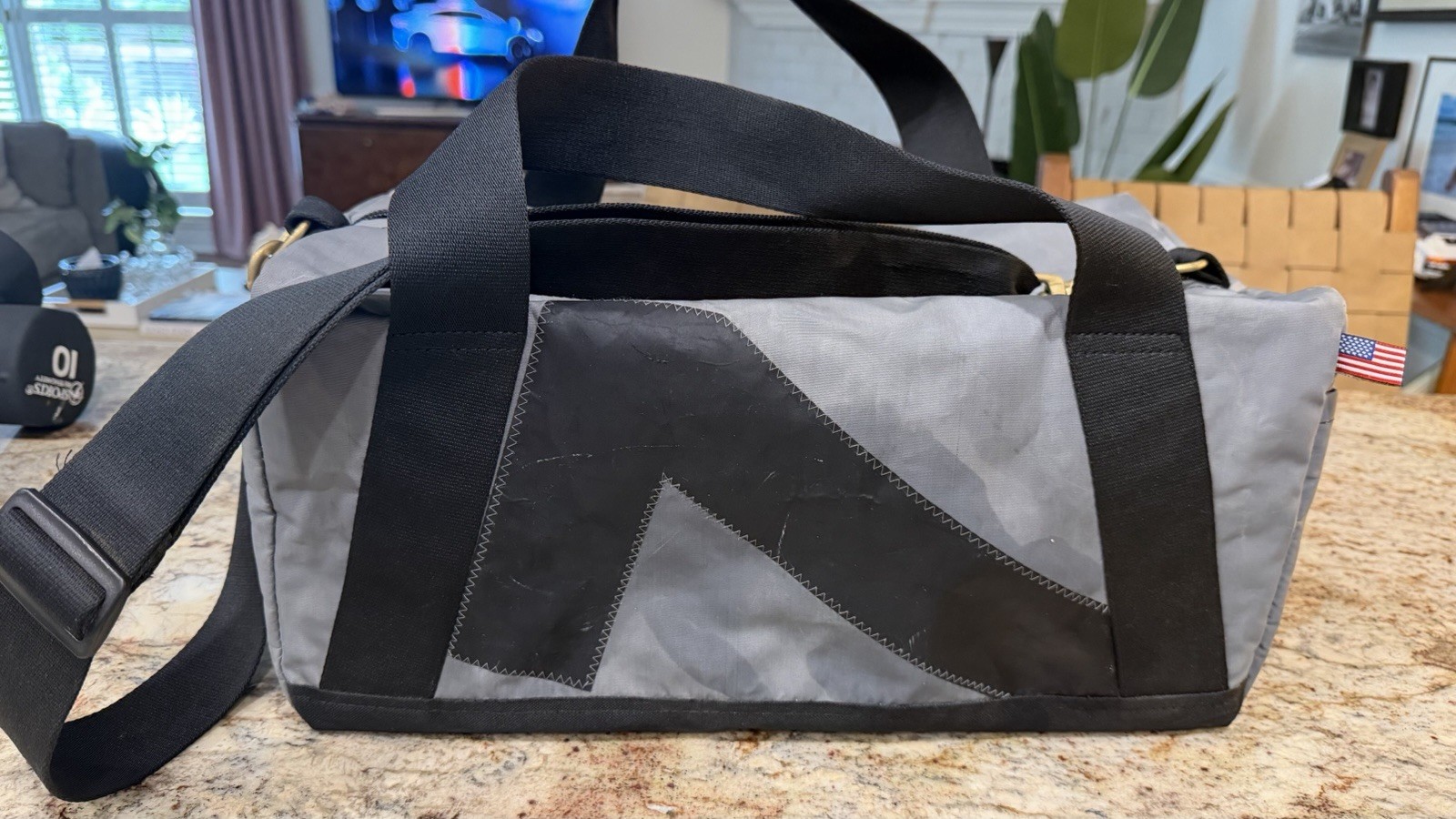 Ella Vickers Sailcloth Duffle Tote Bag Water Resistant #7 Black Gray