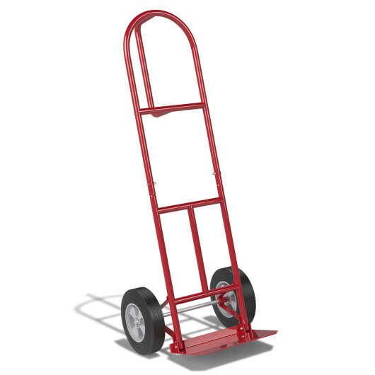 P-Handle Sack Truck with 10 Inch Wheels and Foldable Load Area-Red – Color: Red