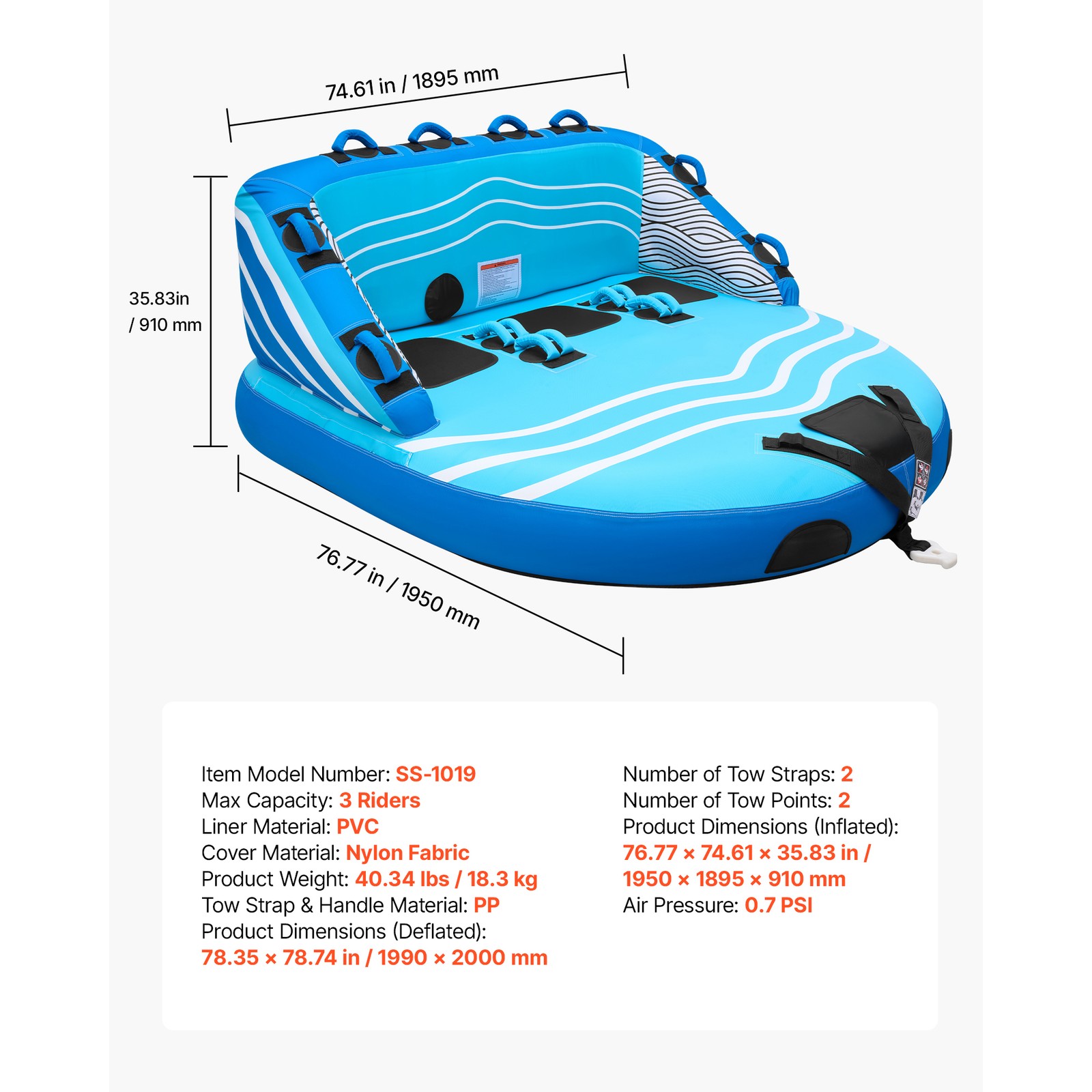 Uimoso Towable Tubes for 3 Riders – Inflatable Water Sports and Boating Fun