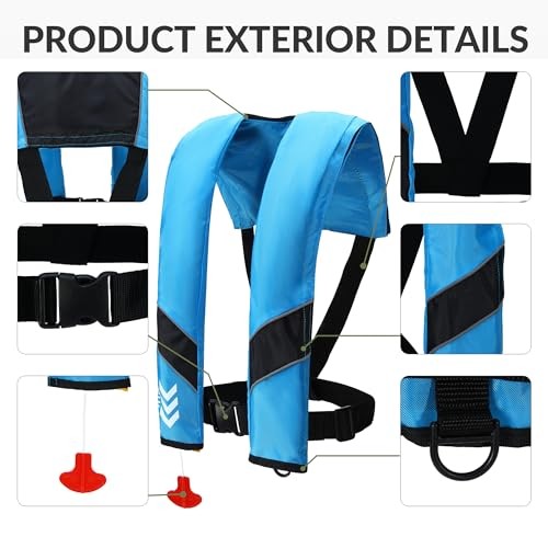 Automatic Inflatable Life Jackets for Adults Life Vests PFD Low Profile Blue
