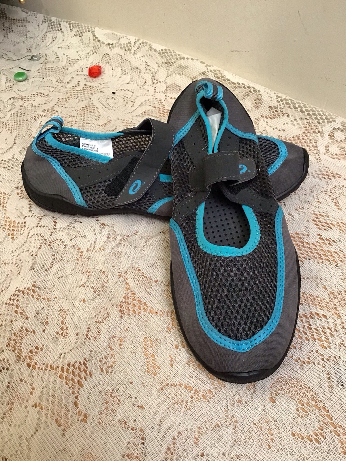 O’RAGEOUS Aqua Blue & Gray – Water Shoes Women Size 8 – Mary Jane’s