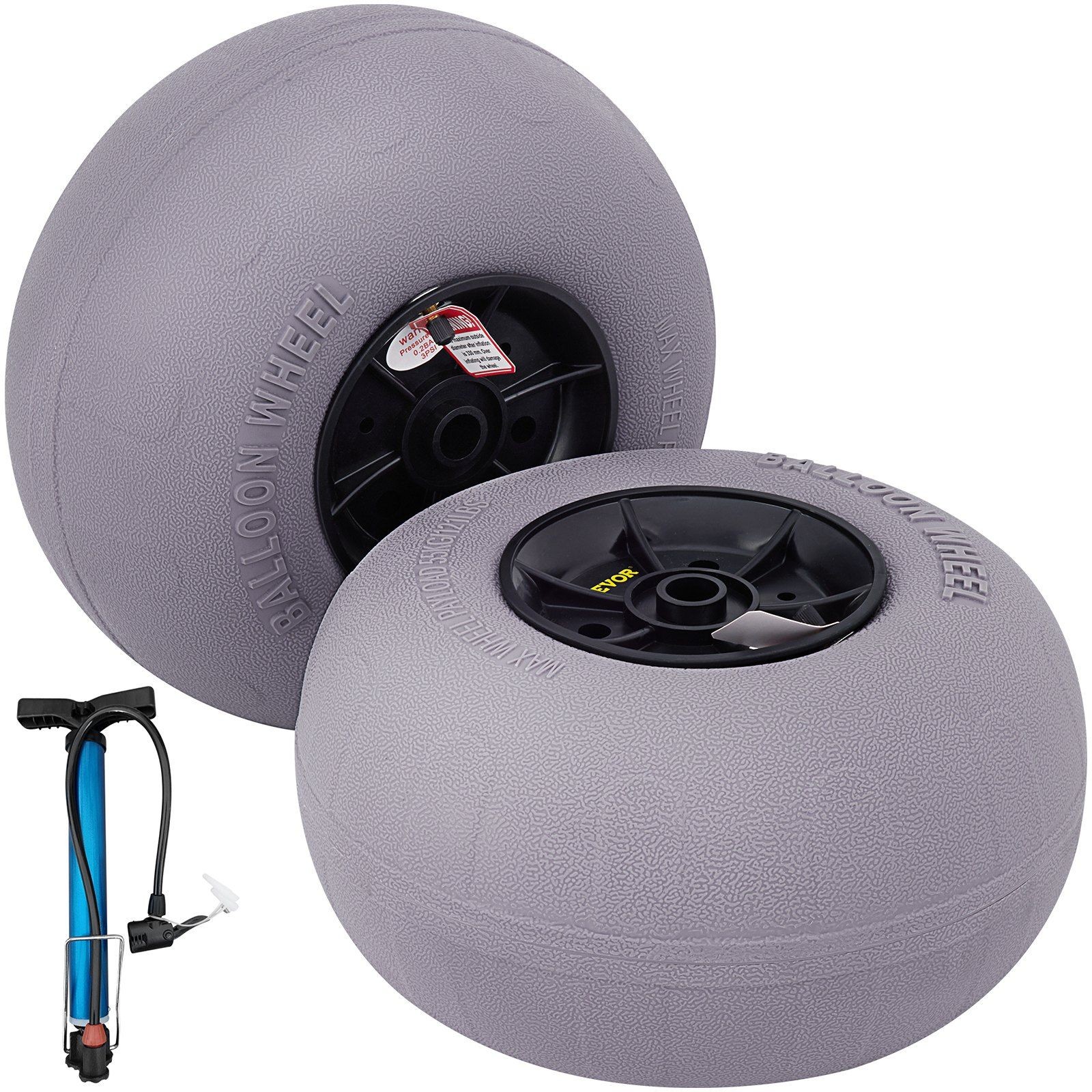 Dual 13in TPU Beach Wheels 121lb Load Inflatable Sand Tires 2-Piece Set