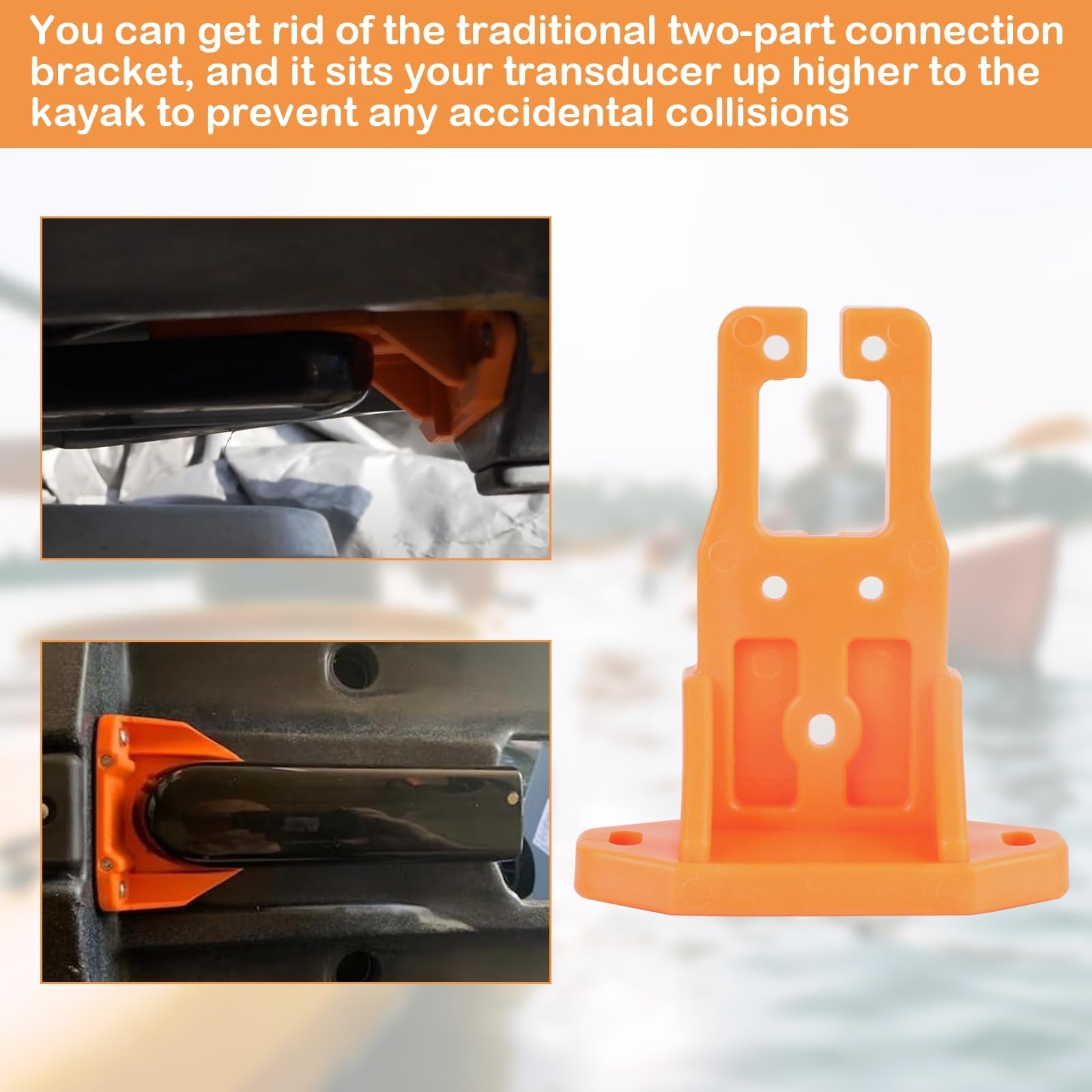 Universal Kayak Transducer Mount Bracket – Compatible with Most Kayaks, Orange