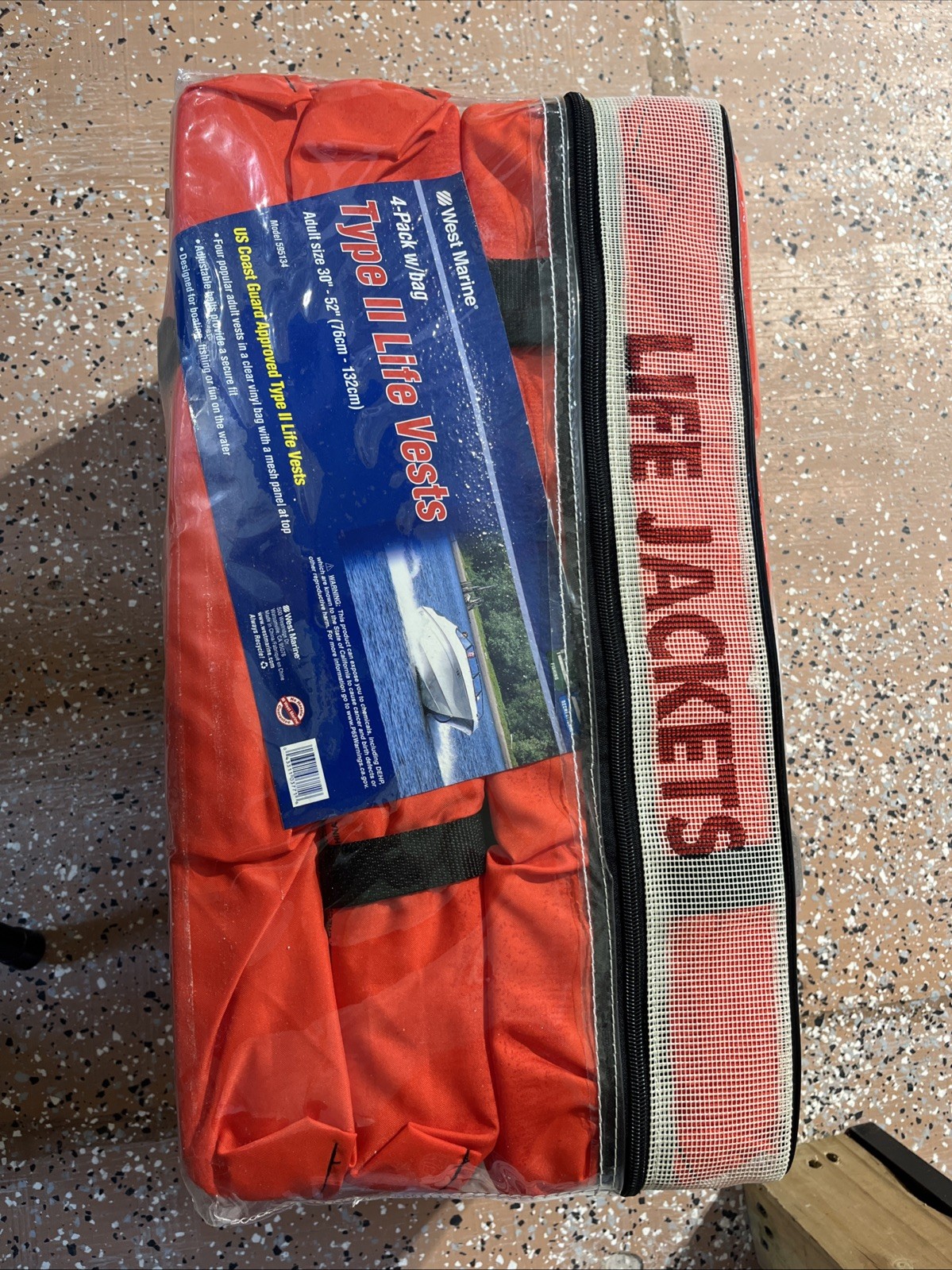 Life Vests West Marine™ 4-Pack w/bag Type 2 Adult Size 30″ -52″ Model 595134