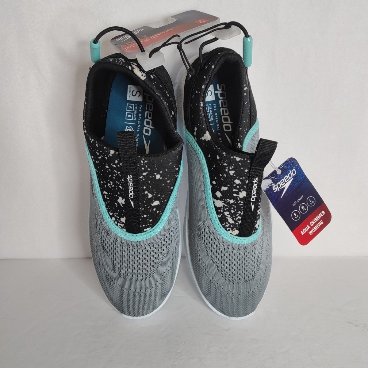 Speedo – Aqua Skimmer – Water Shoe – Black/Blue/Gray – Womens Size Small (5-6)