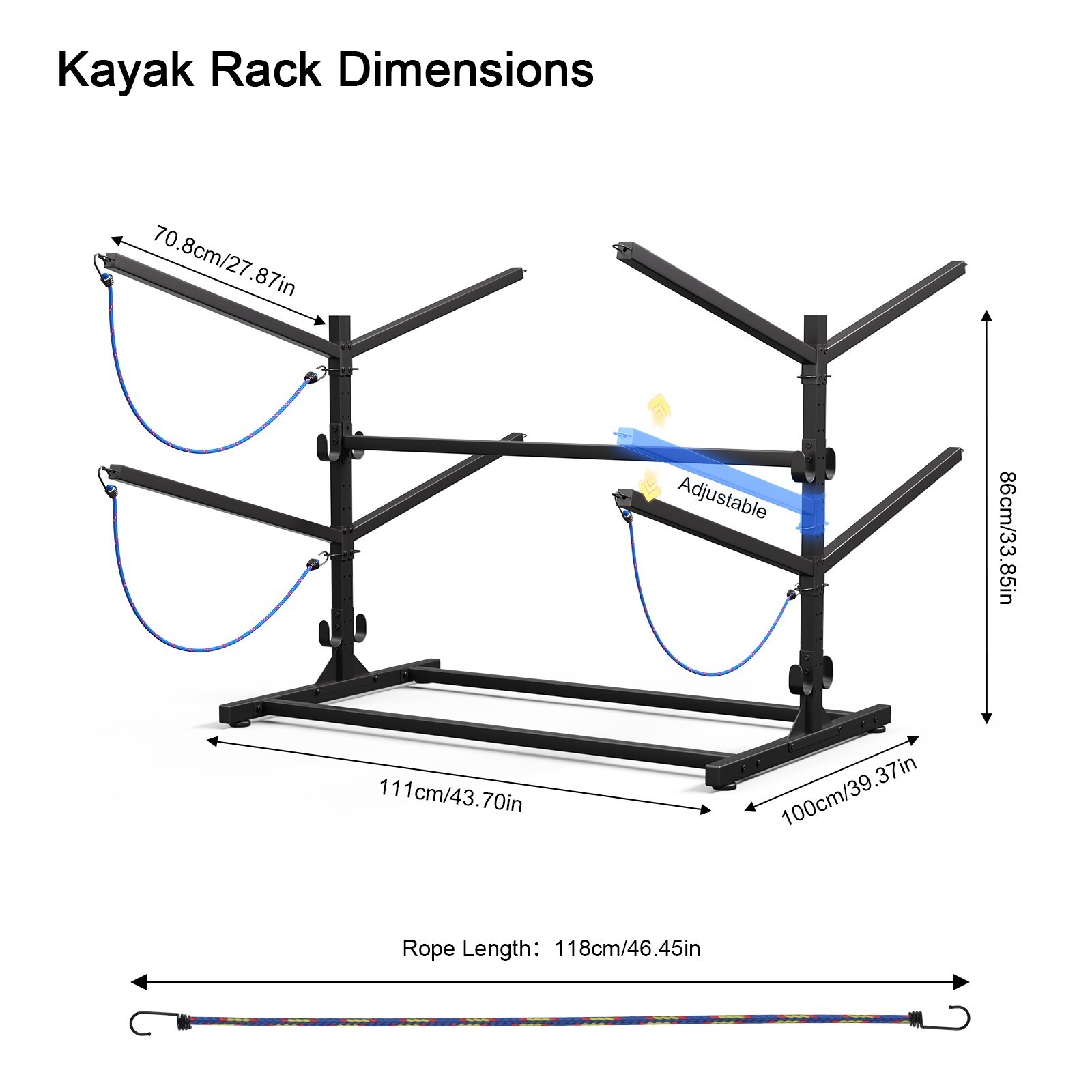 Kayak Storage Rack Indoor Outdoor Freestanding Adjustable f 4 Canoe Paddle Kayak