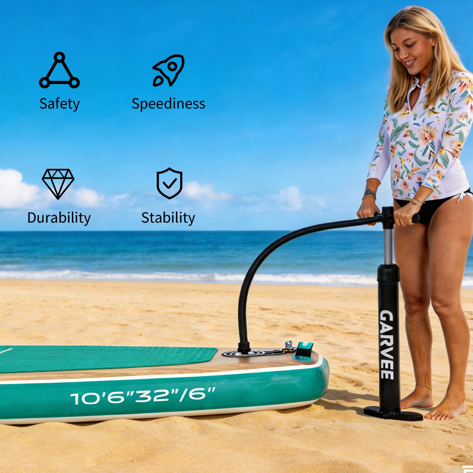 Wood Grain Inflatable Paddle Board 11FT 11.5FT SUP w/Pump Paddle Backpack