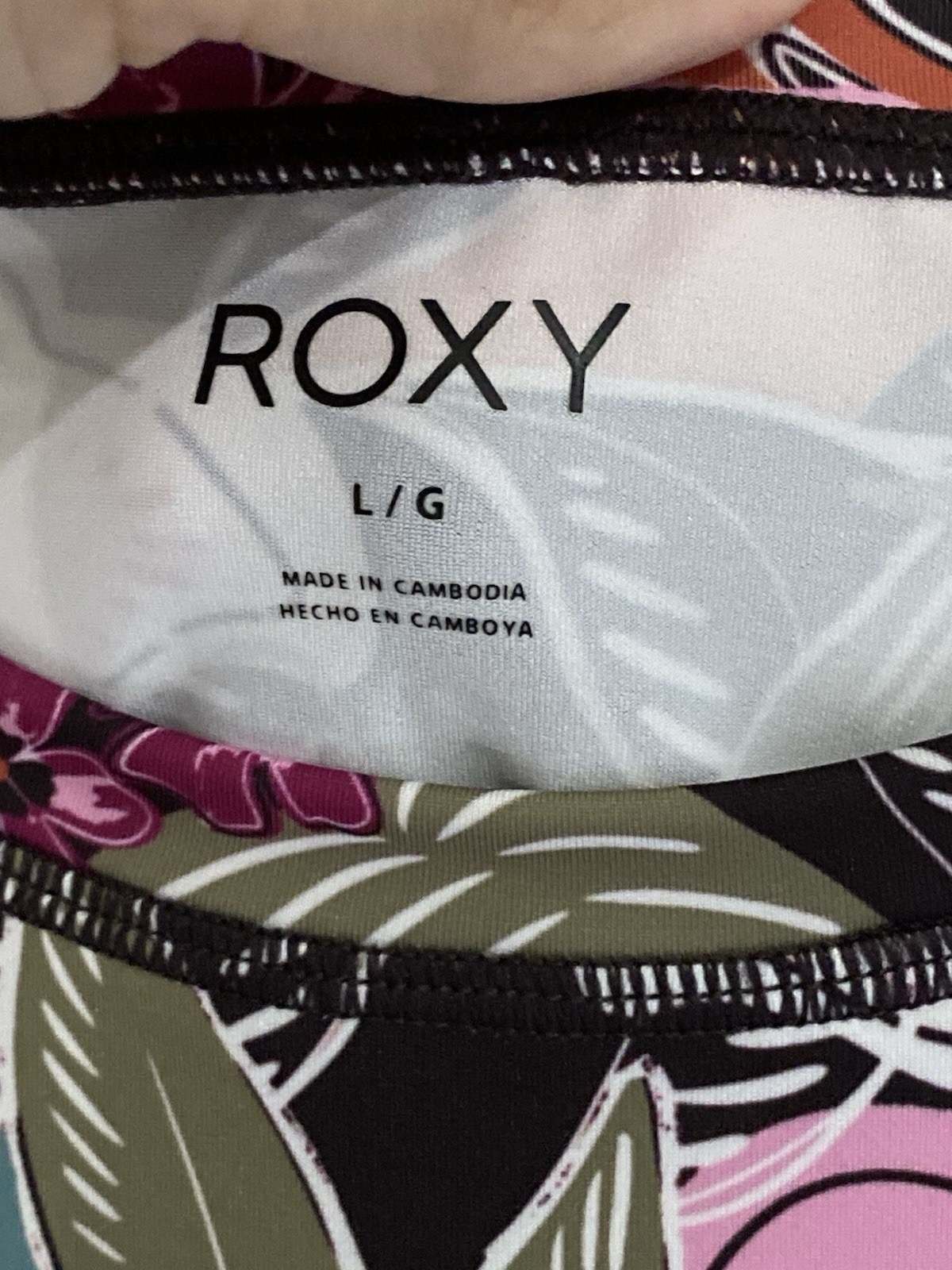 Roxy Womens Floral Long Sleeve Rash Guard Swim Top Shirt, Size Large (L/G)