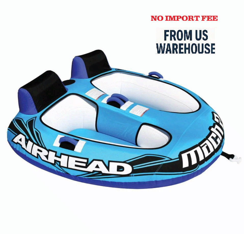 Airhead AHM2-2 Mach 2 Inflatable 2 Rider Cockpit Lake Boating Water Towable Tube