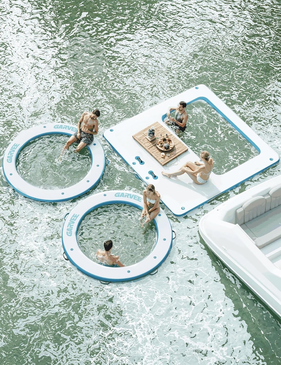 10x10FT Inflatable Floating Dock Floating Water Dock Raft Platform Mat w/Ladder