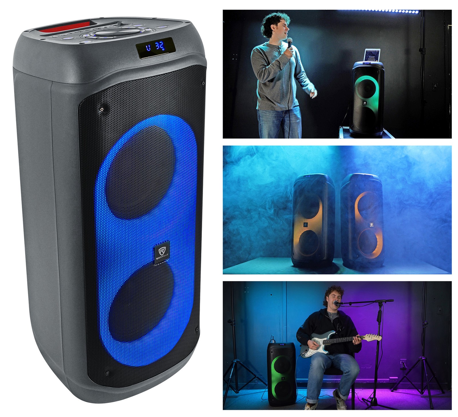 Pair Kicker KMTC9 HLCD 9″ 600w LED Wakeboard Tower Speakers+(2) Party Speakers