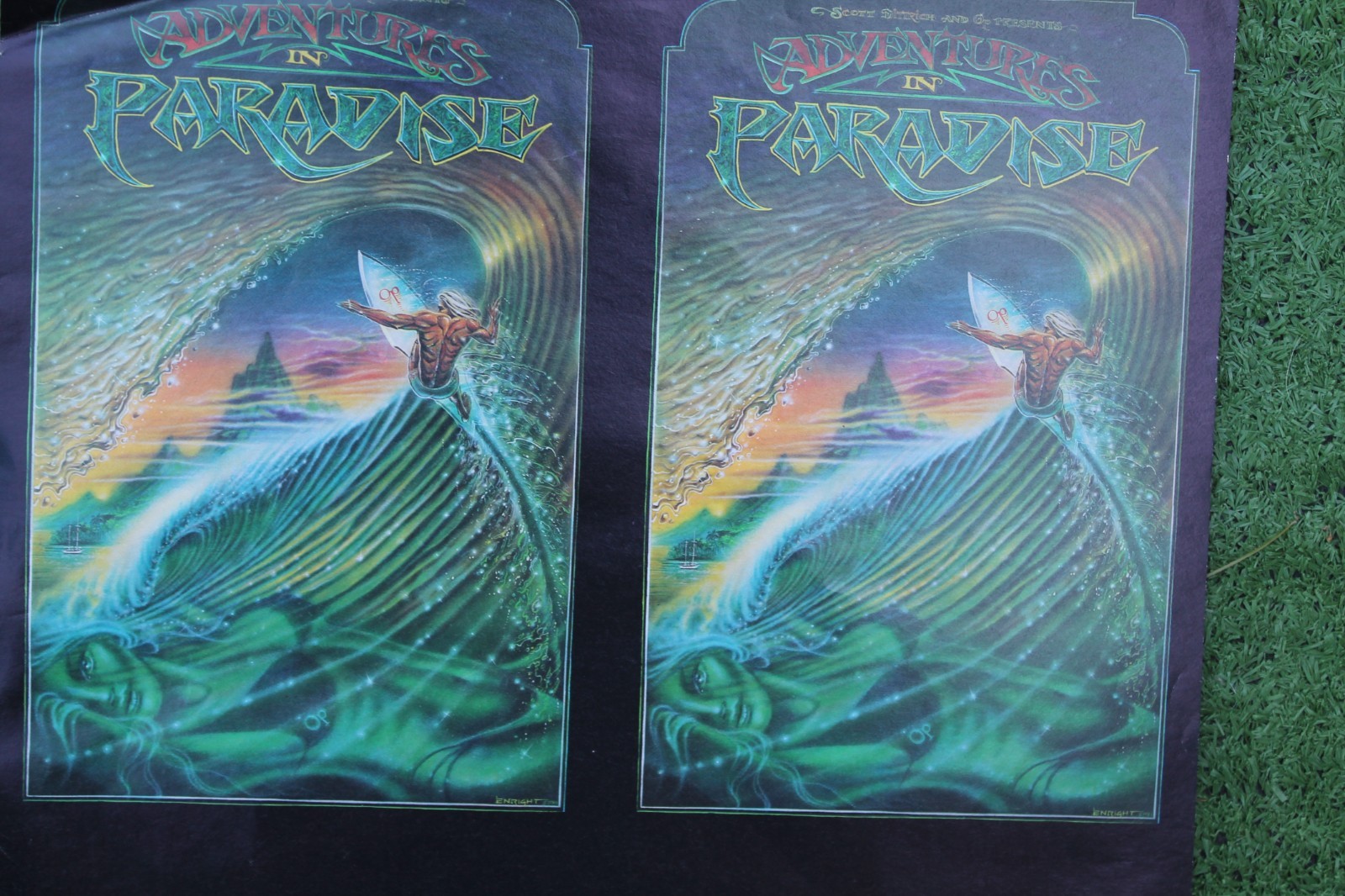 Adventures in Paradise Flyer Sheet Uncut Original 80’s GD Vintage Surfing POSTER