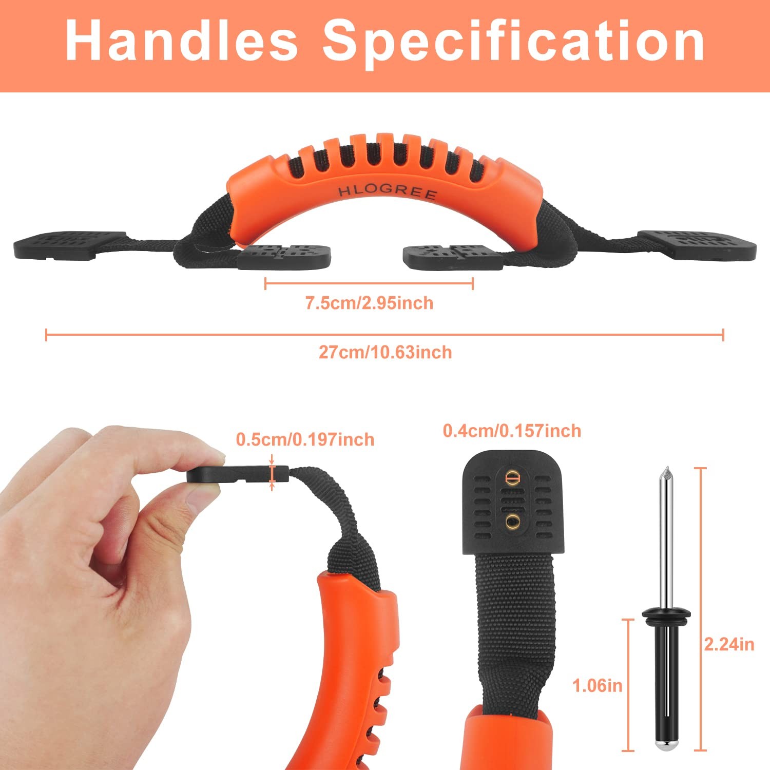 HLOGREE 4Pack Kayak Carry Handles, Universal, Orange – 4PCS Handles