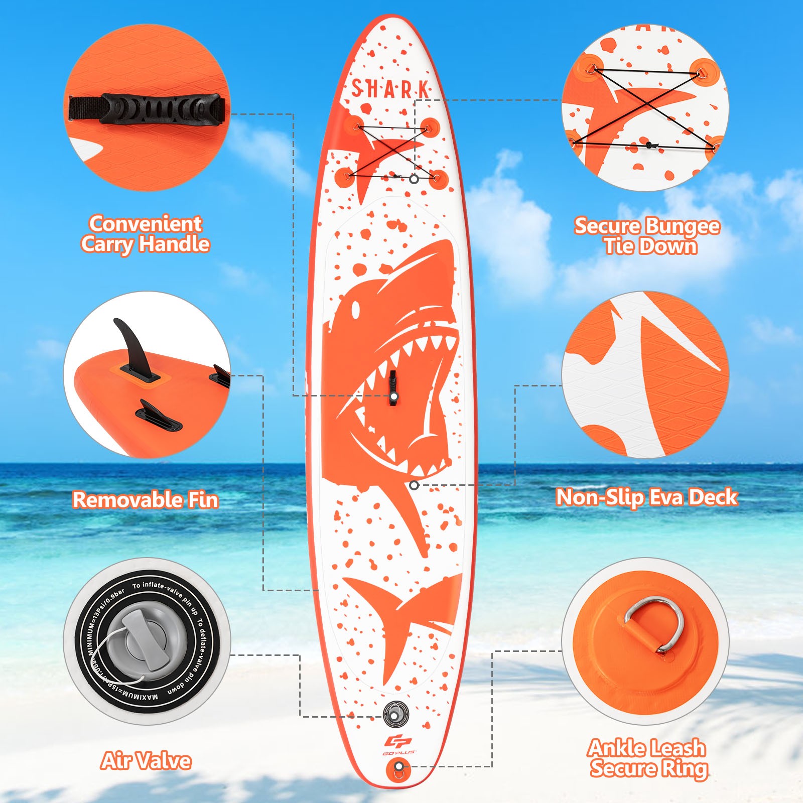 Costway 11ft Inflatable Stand Up Paddle Board W/ Backpack Aluminum Paddle Pump