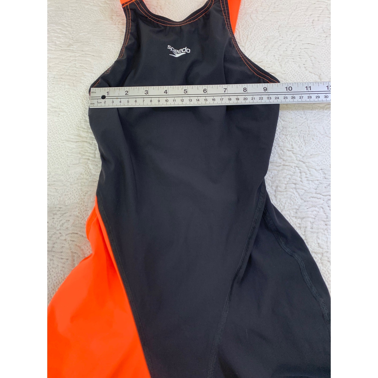 Speedo LZR Racer Kneeskin Swimsuit Black Neon Orange Colorblock Technical Sample