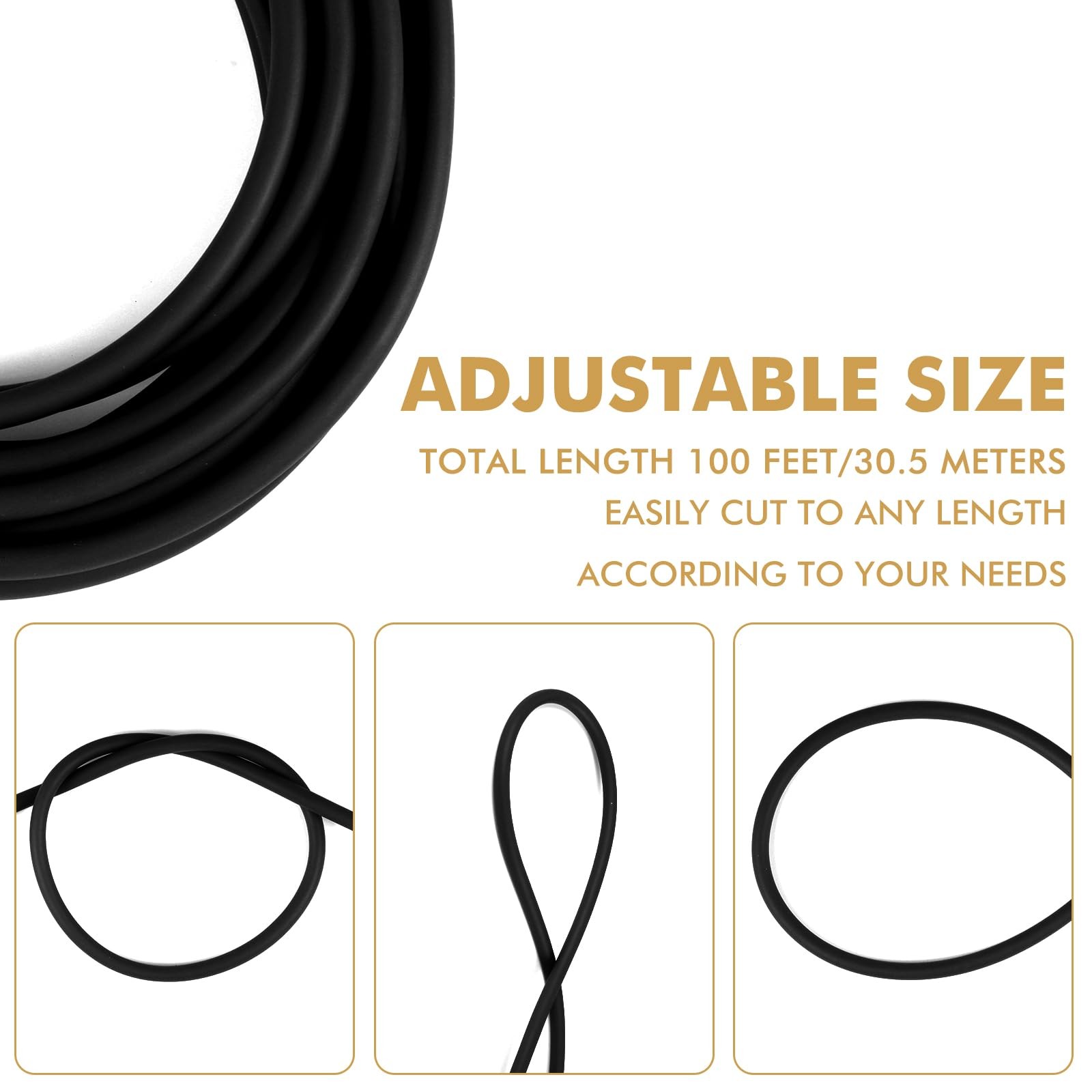 100 ft Latex Rubber 100 feet long, 1/4 inch ID, 3/8 OD, Black(100ft)