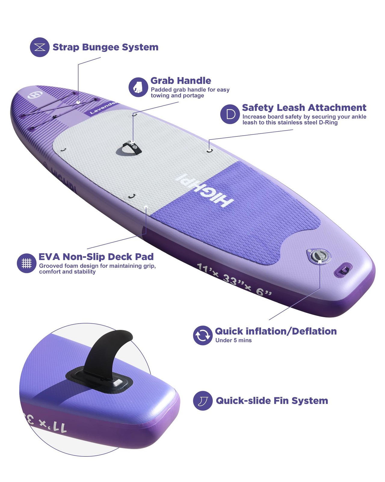 11ft Inflatable Stand Up Paddle Board for Youth and Adults – Wide Sup with Pr…